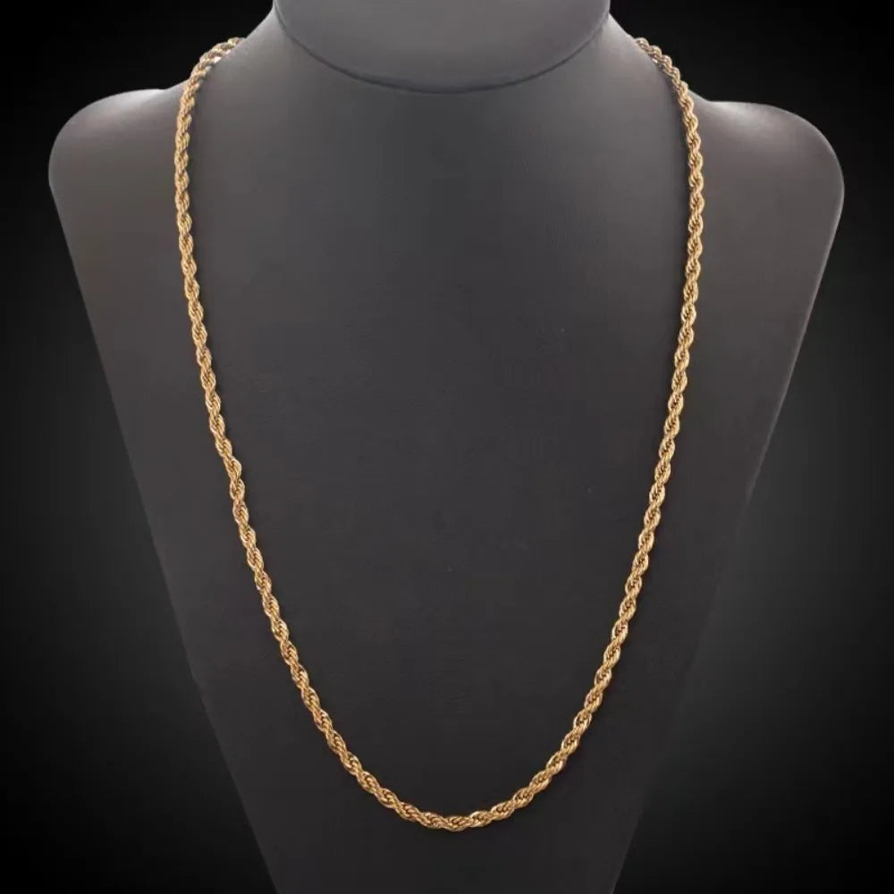4mm 18K Gold Rope Chain