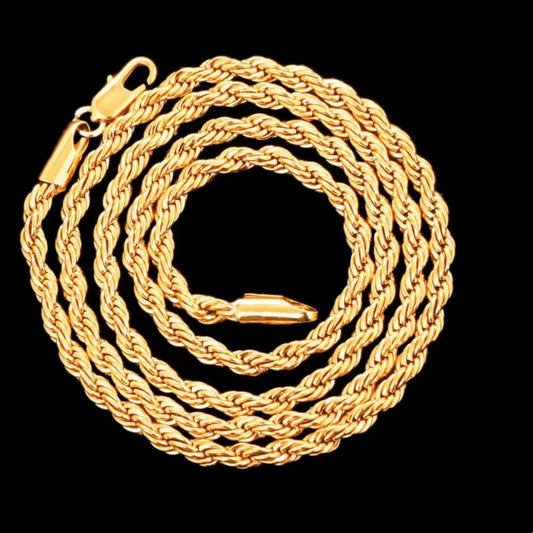 4mm 18K Gold Rope Chain