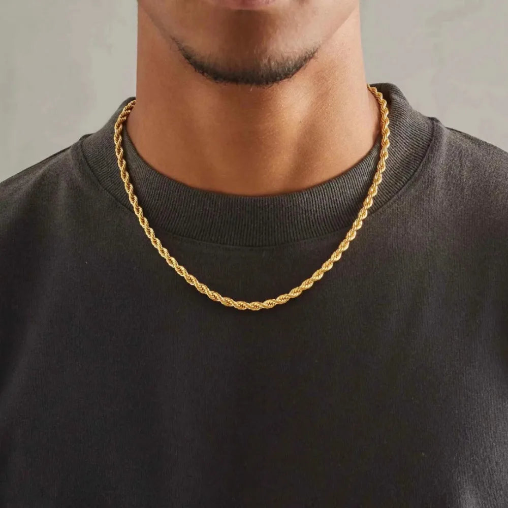 4mm 18K Gold Rope Chain