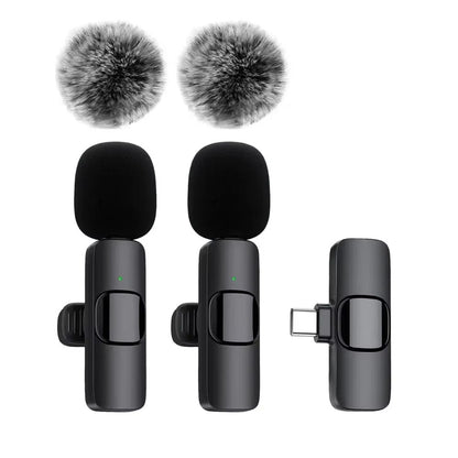 Wireless 2In1 Android And Iphone Lavalier Recording Microphones